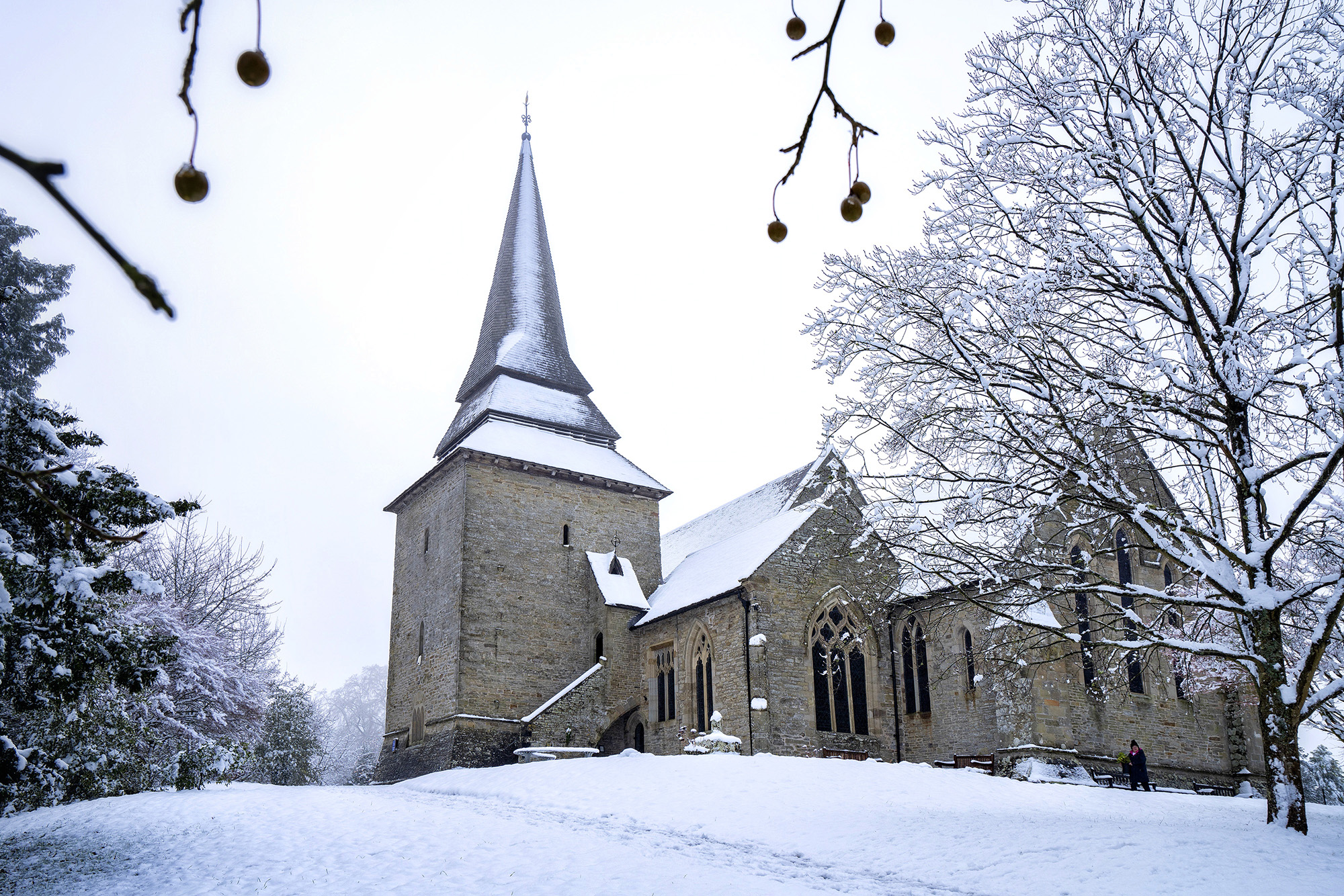 Kington Church in the snow